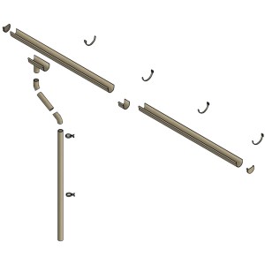 Skan Holz Regenrinne, 400 cm, braun, für Flachdach-Carport. Zubehör-Set aus Kunststoff.