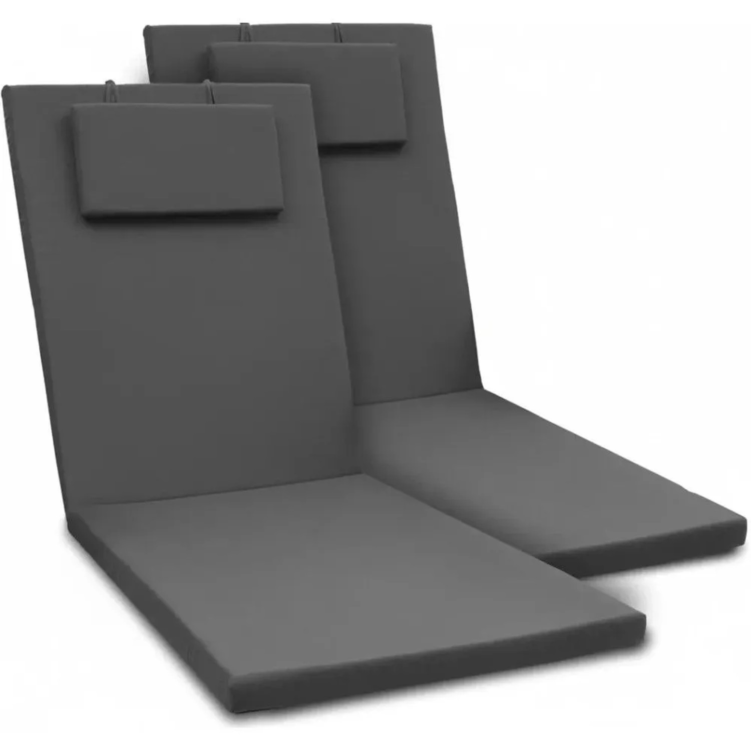 Beautissu 2er Set Gartenliege Auflage Loft RL 200x60x5cm Graphitgrau