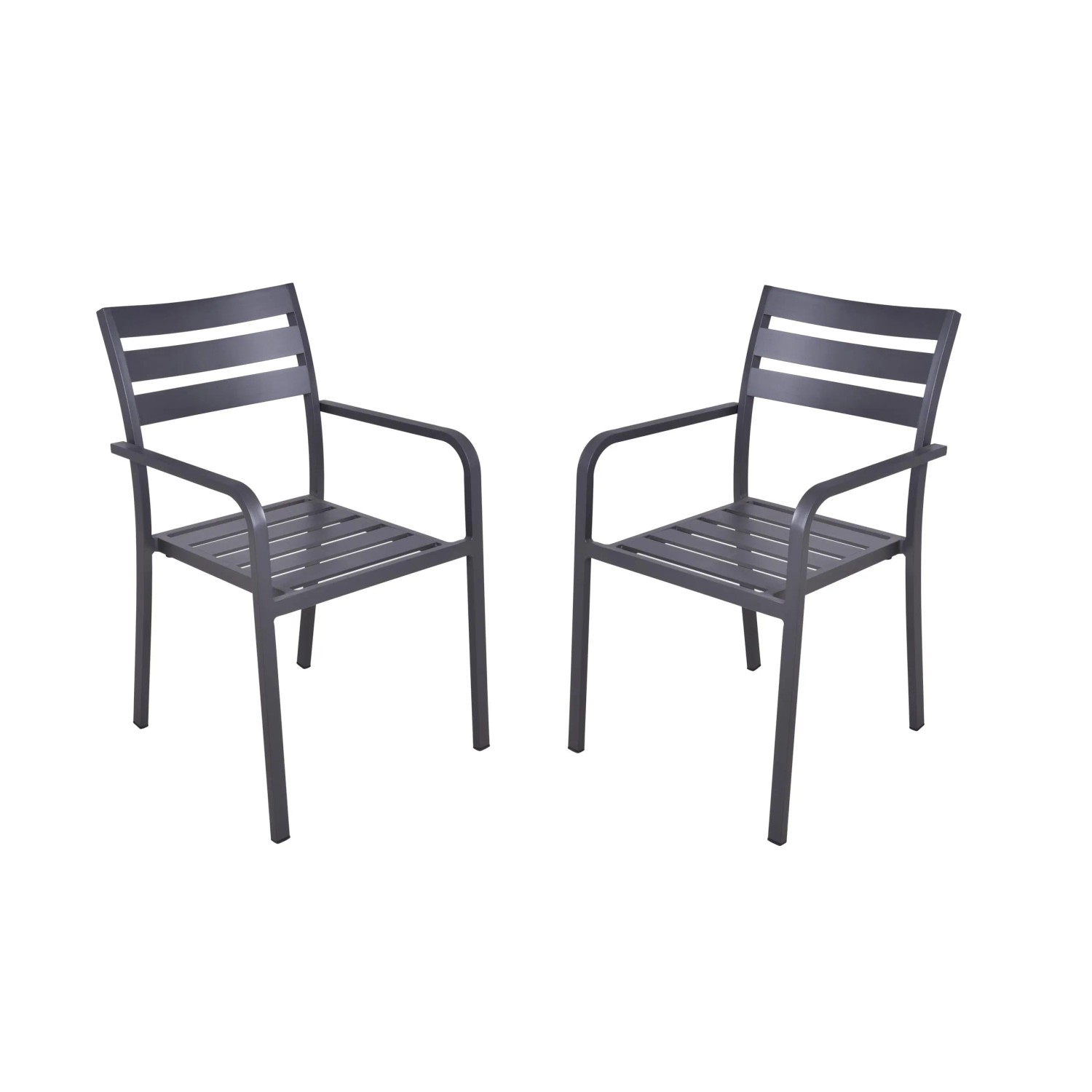 DELUKE Gartenstuhl 2er Set WILMA Aluminium Anthrazit Gartenstühle Wetterfest Essstühle Outdoor Terrasse