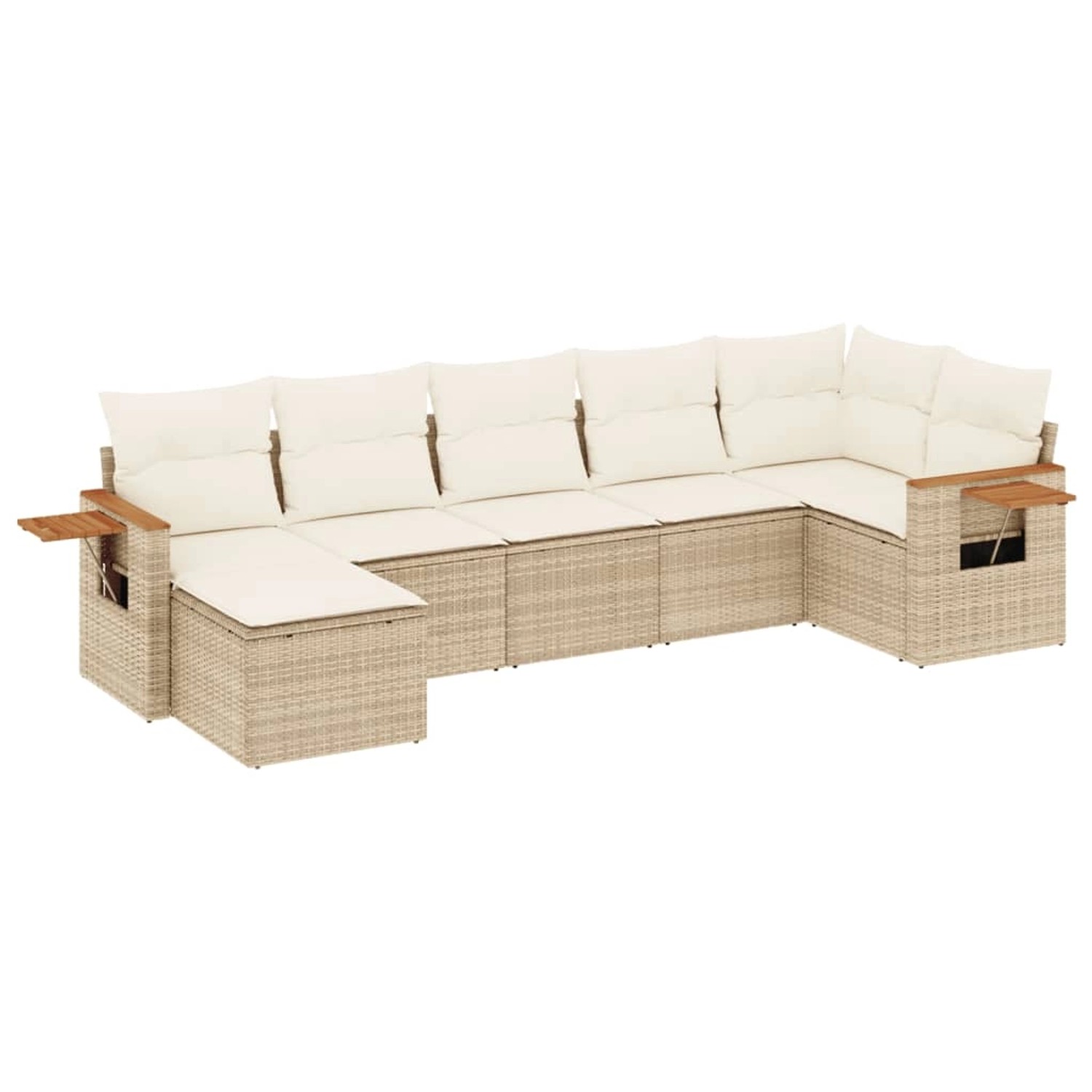 vidaXL 7-Tlg Garten-Sofagarnitur mit Kissen Beige Poly Rattan 3259433 günstig online kaufen