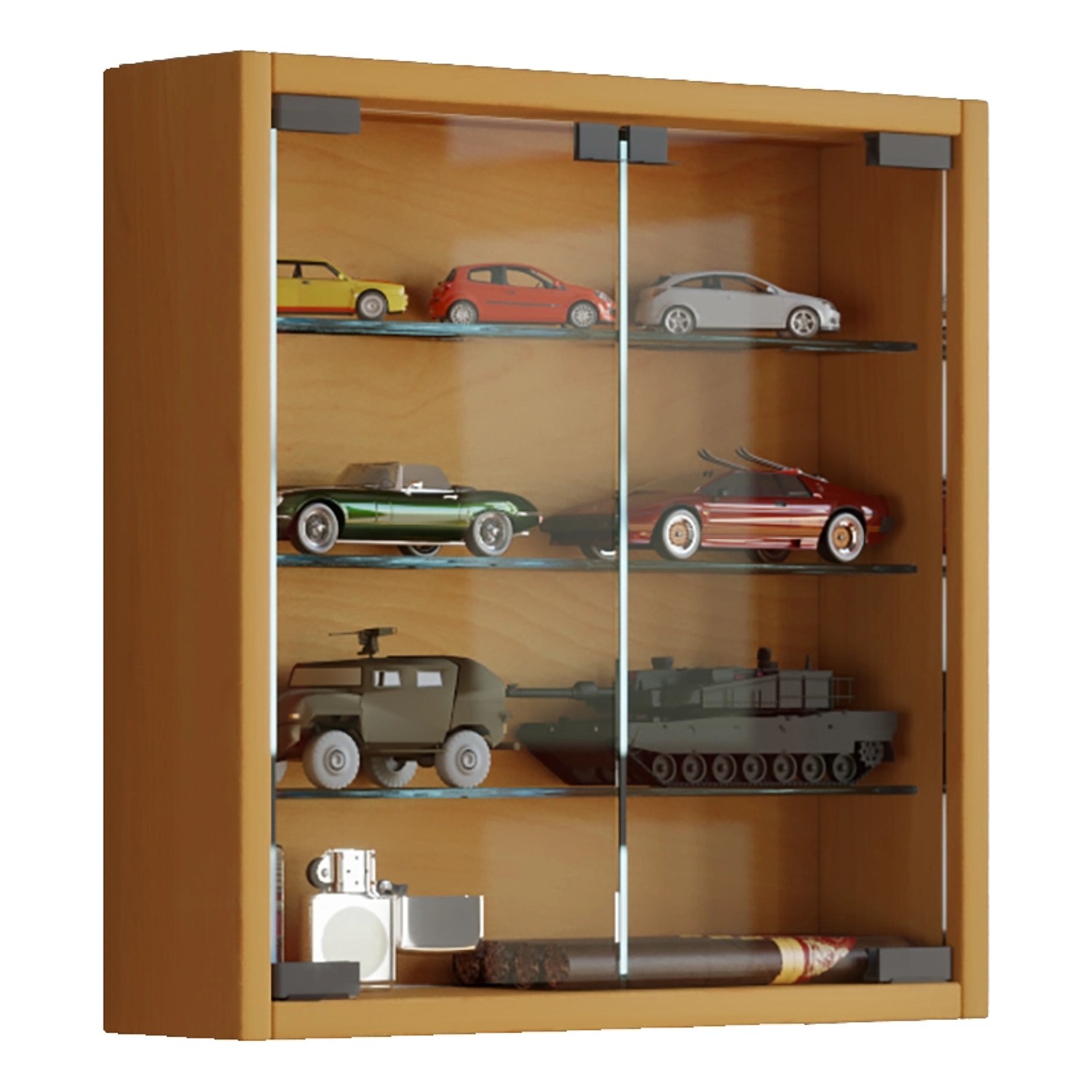 ebuy24 Mandosa S Vitrinenschrank an der Wand Montierte 2 Glastüren Buche De günstig online kaufen
