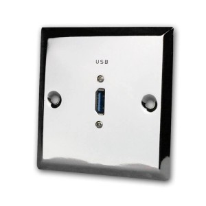 BLANKO Wand Anschlussblende USB 30 Edelstahl Gebürstet