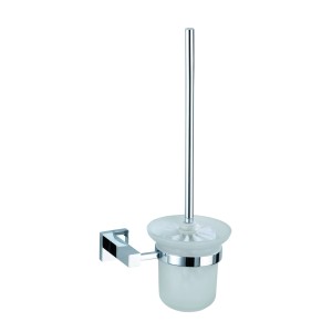 Wenko Power-Loc WC-Garnitur San Remo Chrom, Wandmontage mit Glasbehälter und WC-Bürste.