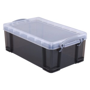 Transparente, grau getönte Clipbox (5 l) aus Kunststoff, ideal zur Aufbewahrung und zum Stapeln.
