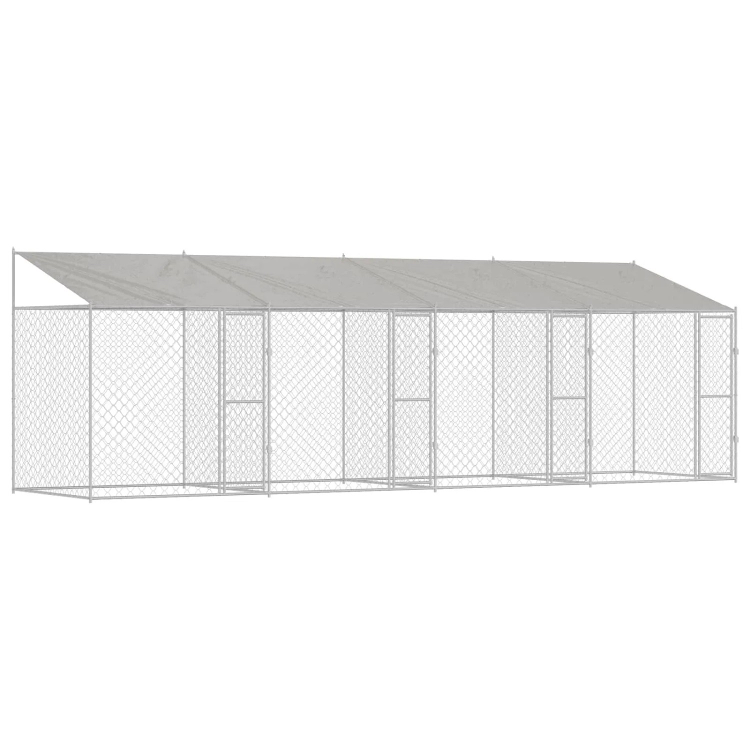 vidaXL Hundekäfig mit Dach Silber 800 x 200 x 256 cm Stahl und PE 3368300