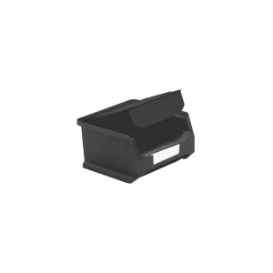 Schwarze ESD Sichtlagerbox 0.4L mit Abdeckung, geeignet zur Aufbewahrung von Kleinteilen.
