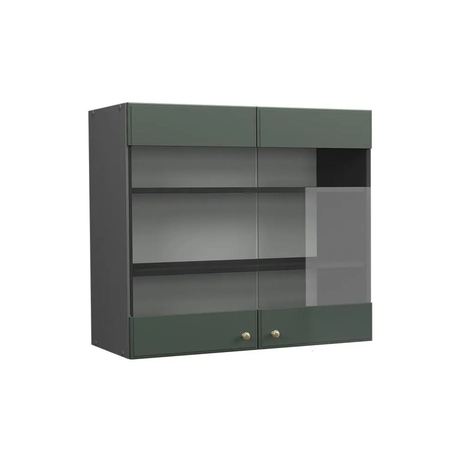 Vicco Küchenglasschrank Fame-Line Glashängeschrank Grün-Gold Landhaus Anthrazit 80 cm
