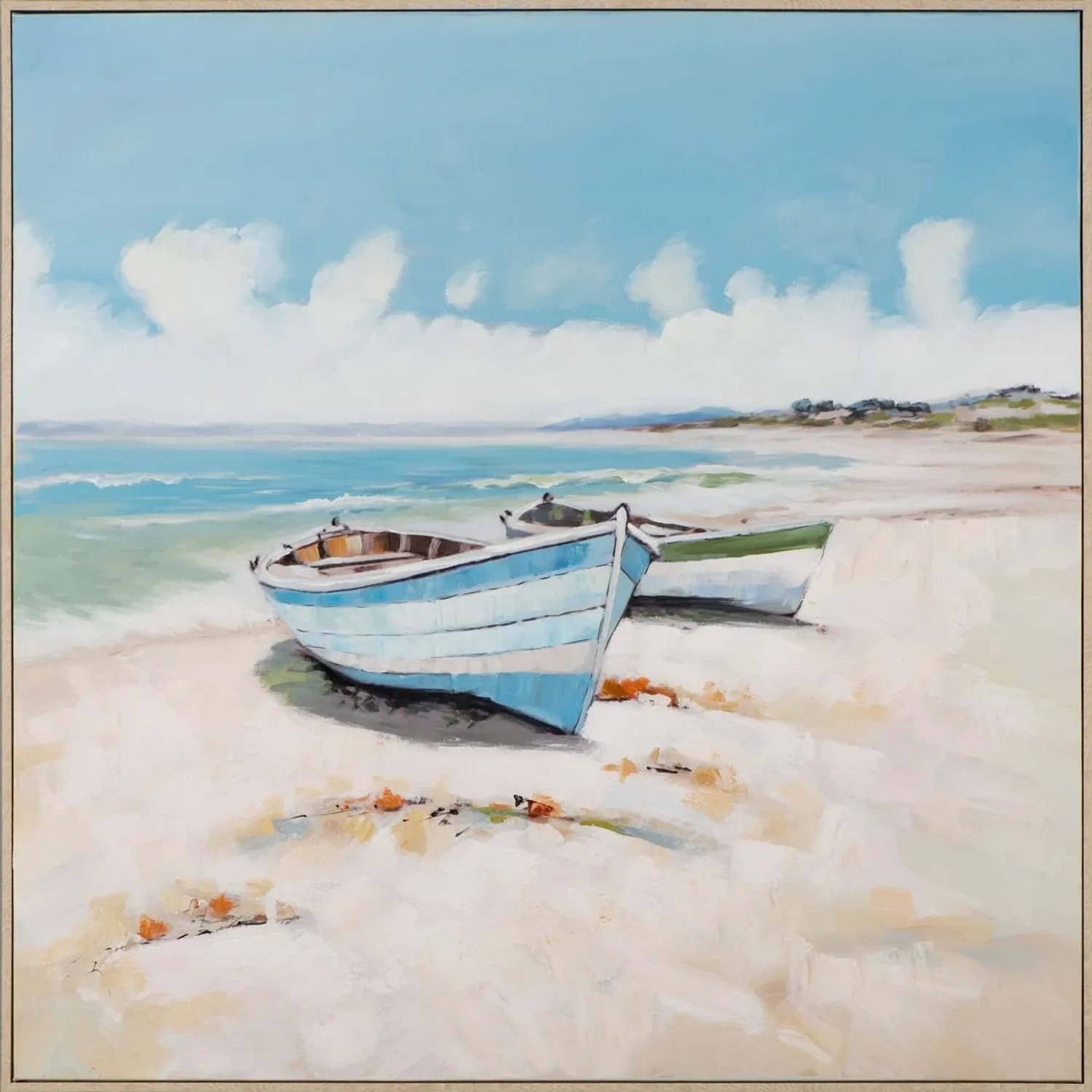 Art Universe Leinwandbild Boote am Strand 100 x 100 cm