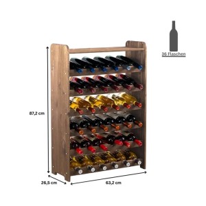 Weinregal aus Kiefernholz, geölt in Braun, für 36 Flaschen. PROREGAL Pinotwine C.