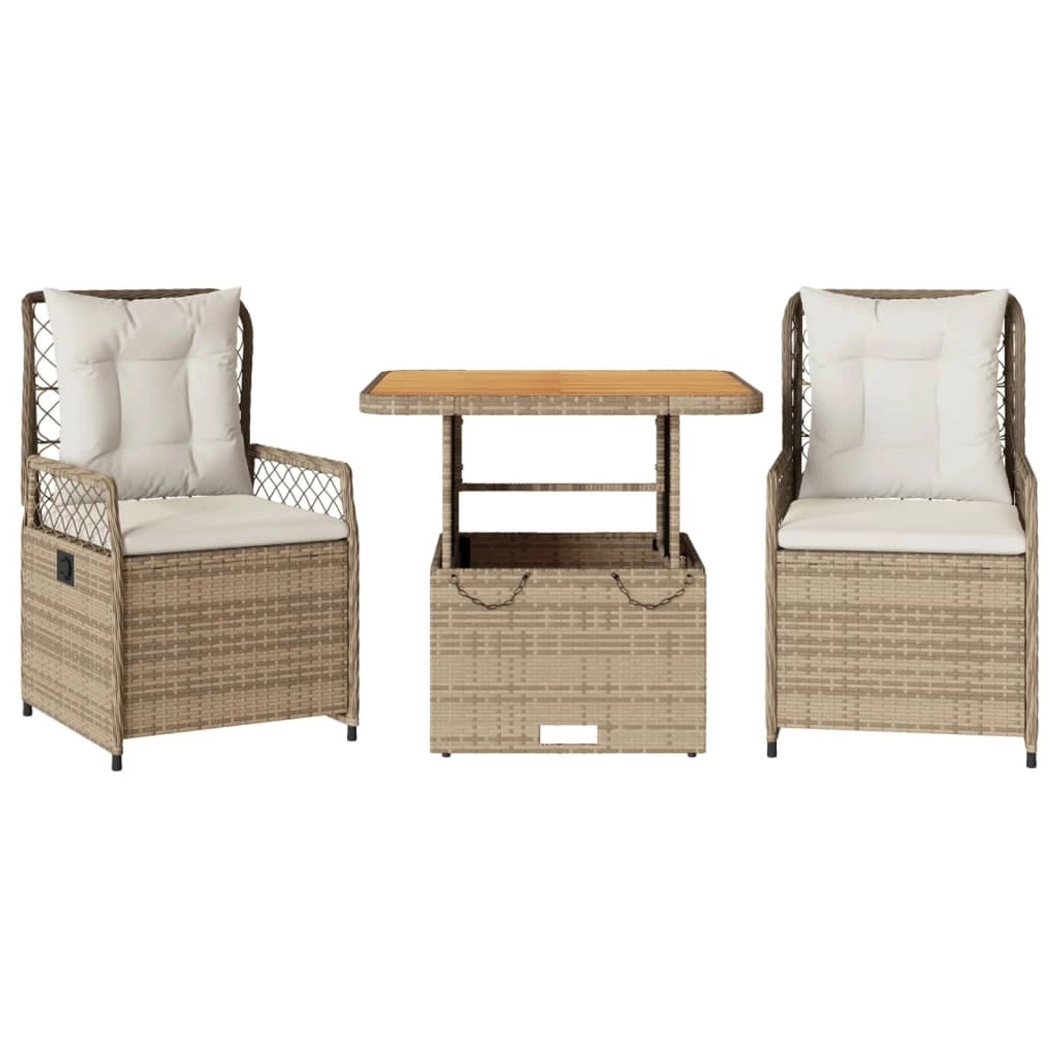vidaXL 3-Tlg Garten-Essgruppe mit Kissen Beige Poly Rattan 3262919 günstig online kaufen