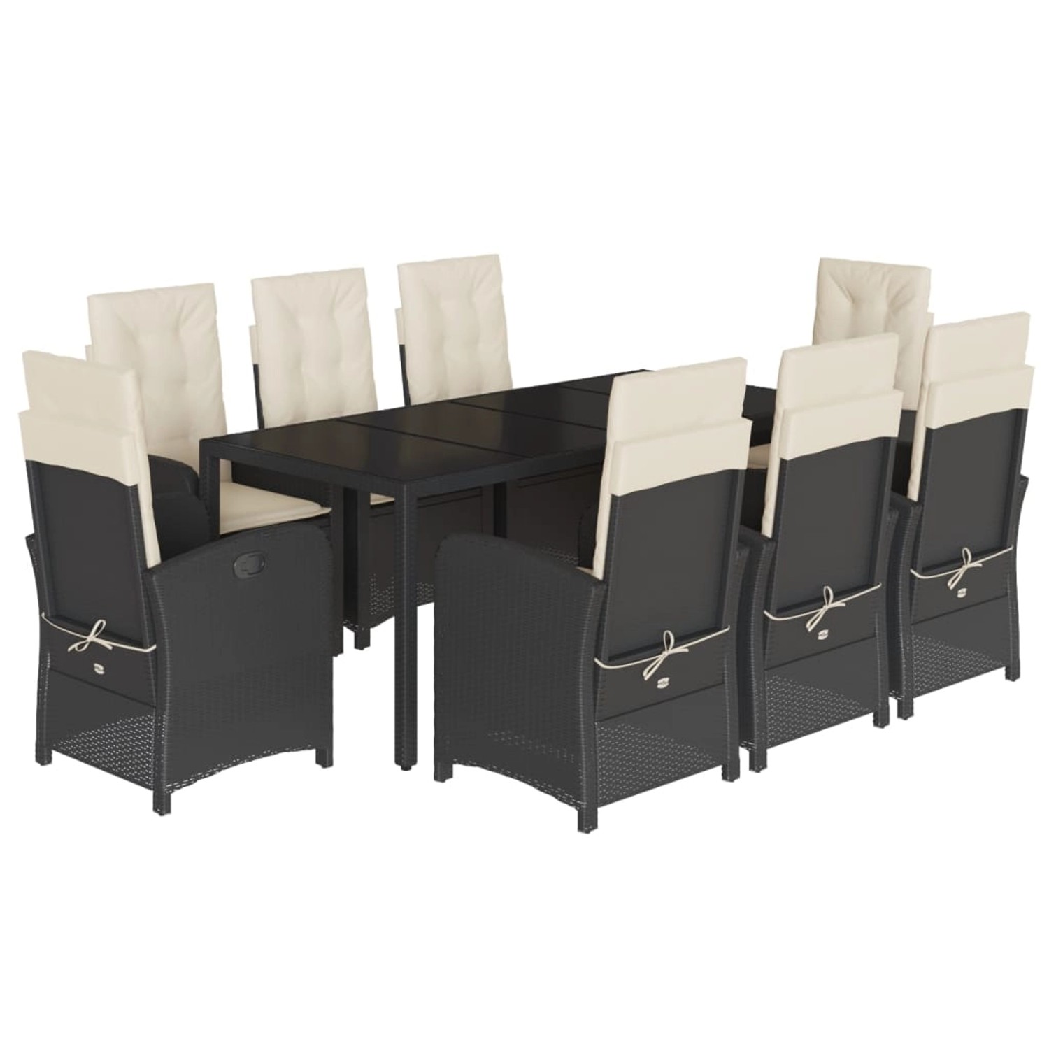 vidaXL 9-Tlg Garten-Essgruppe mit Kissen Schwarz Poly Rattan 3212201 günstig online kaufen