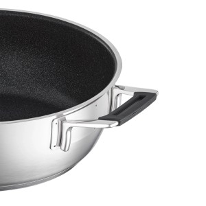 RÖSLE SILENCE PRO Servierpfanne, Ø 28 cm, Edelstahl mit Antihaftbeschichtung und Silikongriff.
