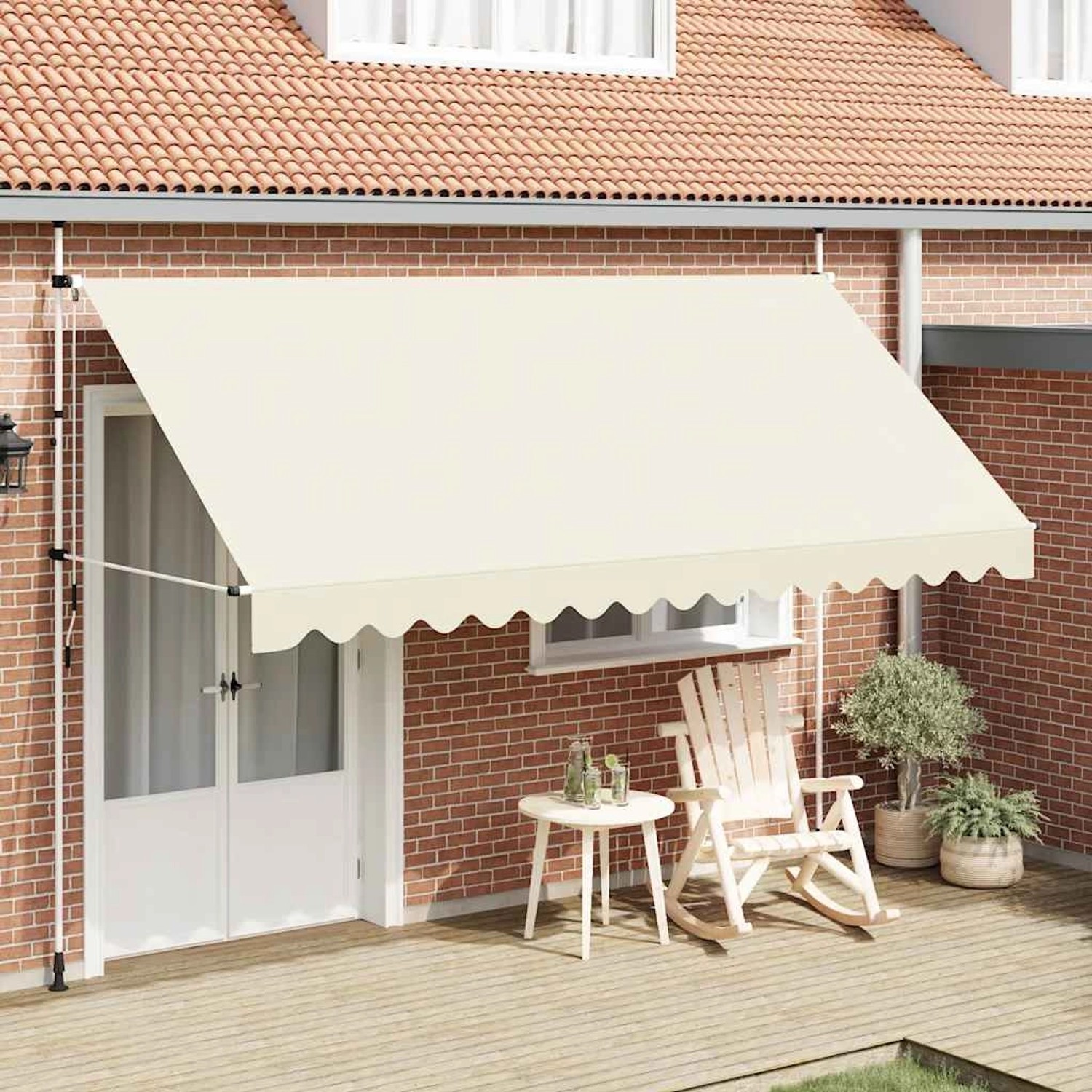furnicato Einziehbare Markise Handbetrieben 400 cm Cremeweiß günstig online kaufen