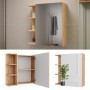 Vicco Spiegelschrank Fynn in Goldkraft Eiche, 62x64 cm, mit Ablagen für Badutensilien.