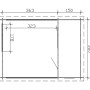 Grundriss Skan Holz Gartenhaus Alicante 1 Natur, 380x150cm, mit Maßangaben.