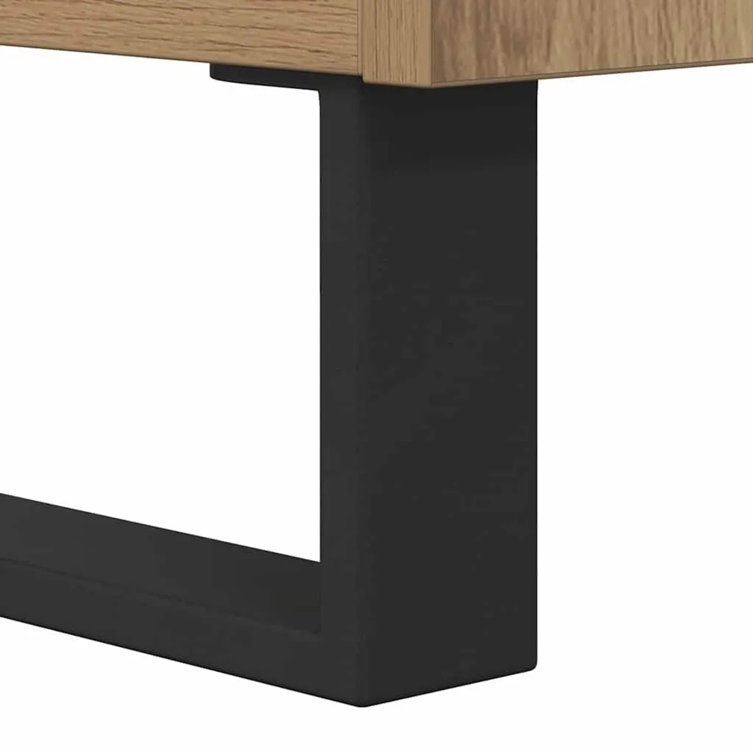 Detailansicht: Sideboard Artisan-Eiche mit schwarzem Metallfuß. Modernes Möbel für Wohnraum.
