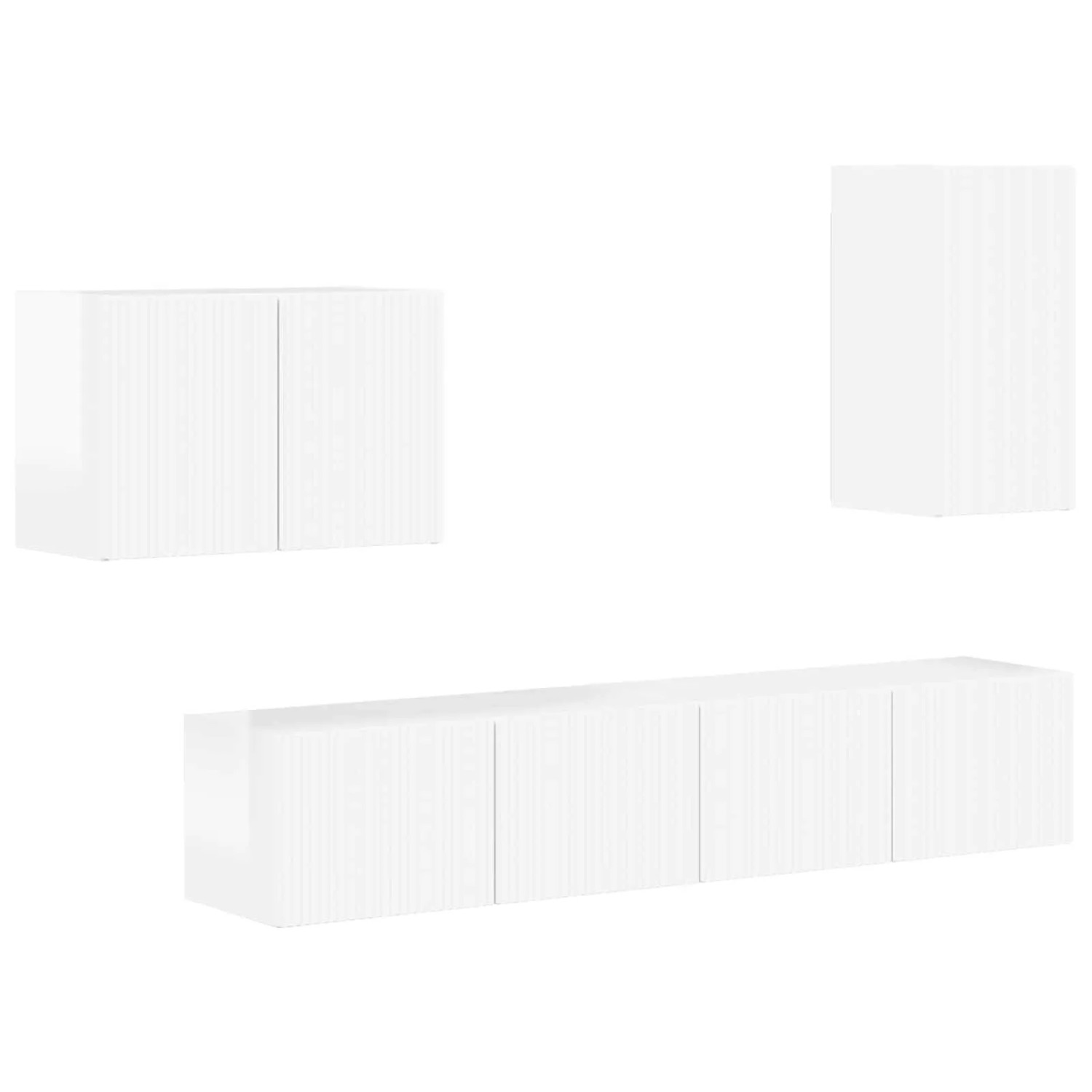 vidaXL TV-Wandregal-Set 4 Stk Hochglanz Weiß Holzwerkstoff 3408938