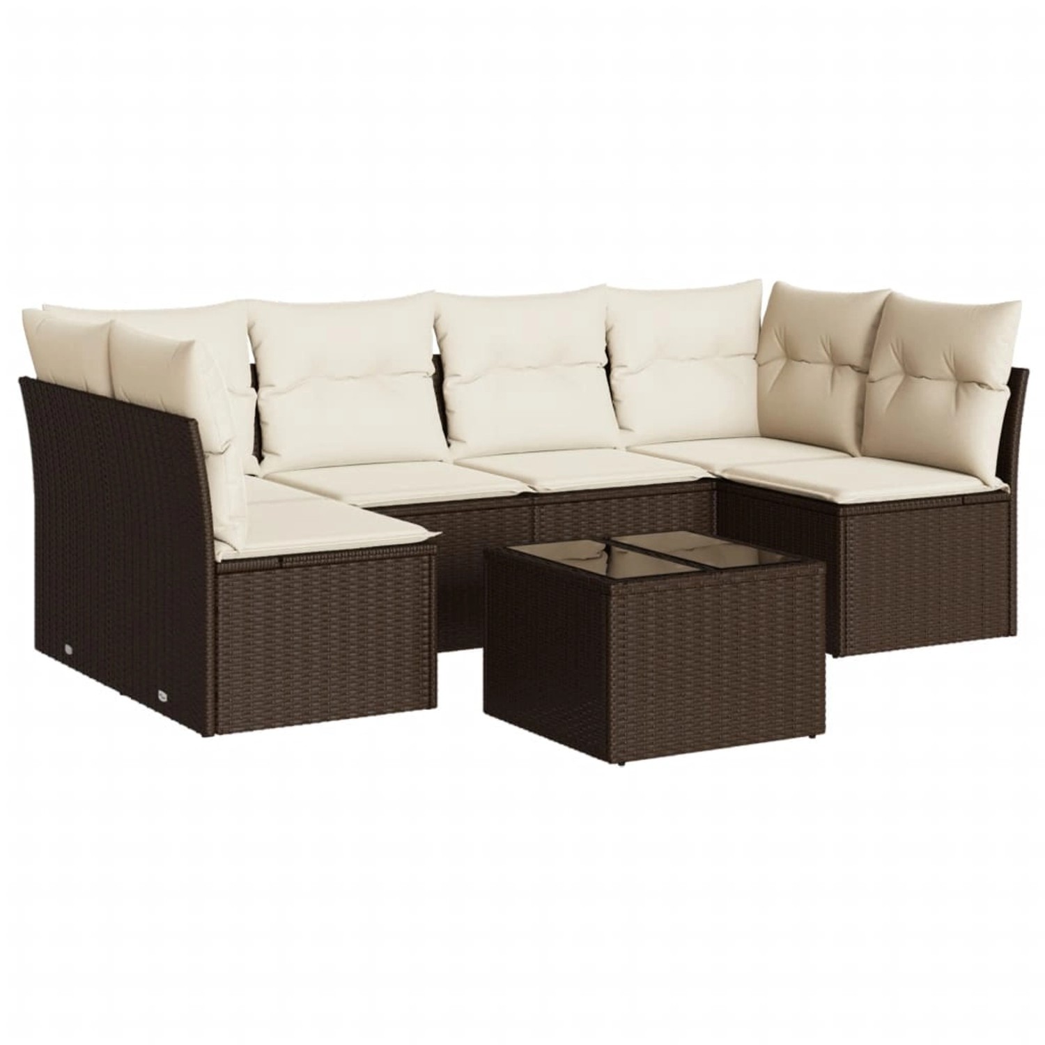 vidaXL 7-Tlg Garten-Sofagarnitur mit Kissen Braun Poly Rattan 3249242 günstig online kaufen