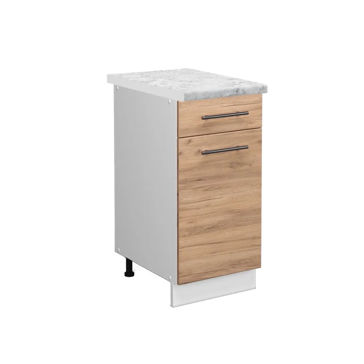 Vicco Küchenunterschrank Fame-Line Goldkraft Eiche Weiß 40 cm AP Marmor