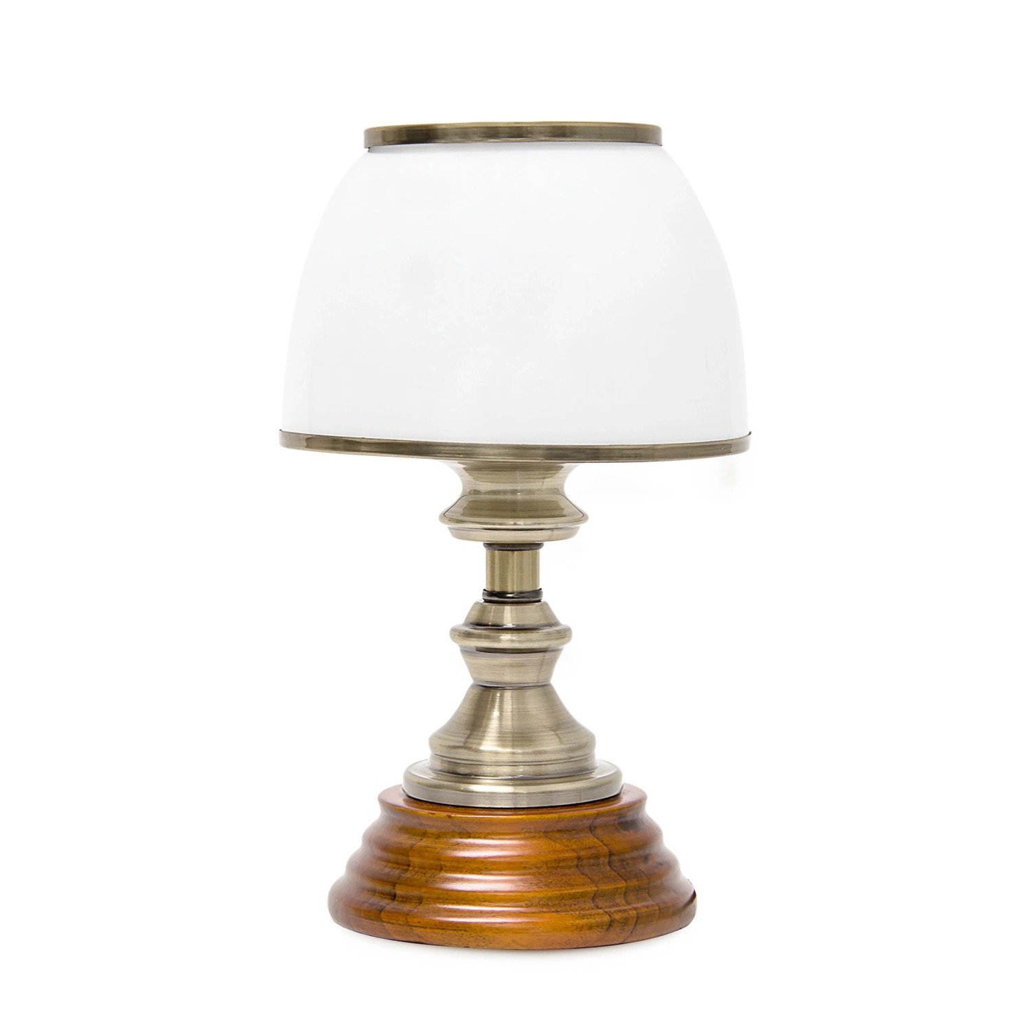 Relaxdays Tischlampe Glas Metall Holz Weiß Rutschfest 28,5 cm x 16 cm x 16 cm