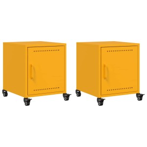 vidaXL Nachttische 2 Stk, Senfgelb 36x39x43,5 cm Stahl 846621