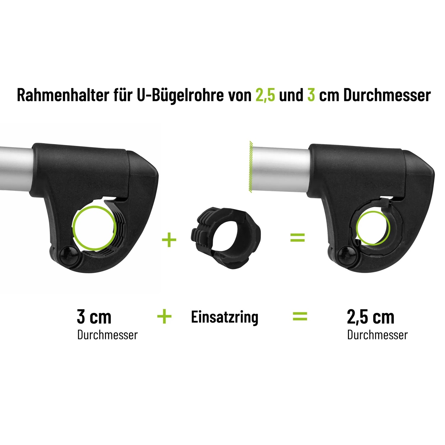 Eufab Rahmenhalter für Heckträger, abnehmbar, für Rohre Ø 2,5/3 cm, 32 cm lang.