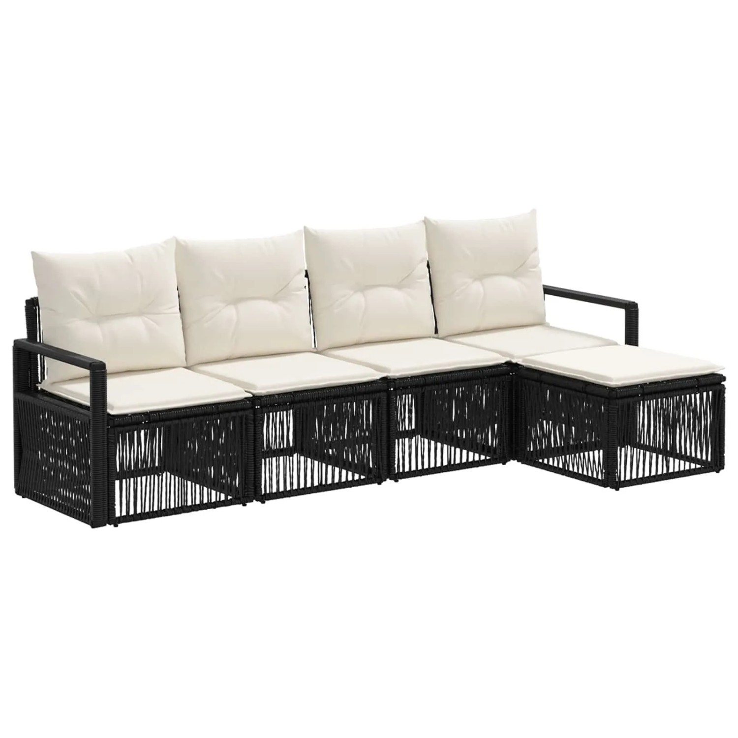 vidaXL Gartensofa-Set 4-Tlg Schwarz Poly-Rattan 3435697