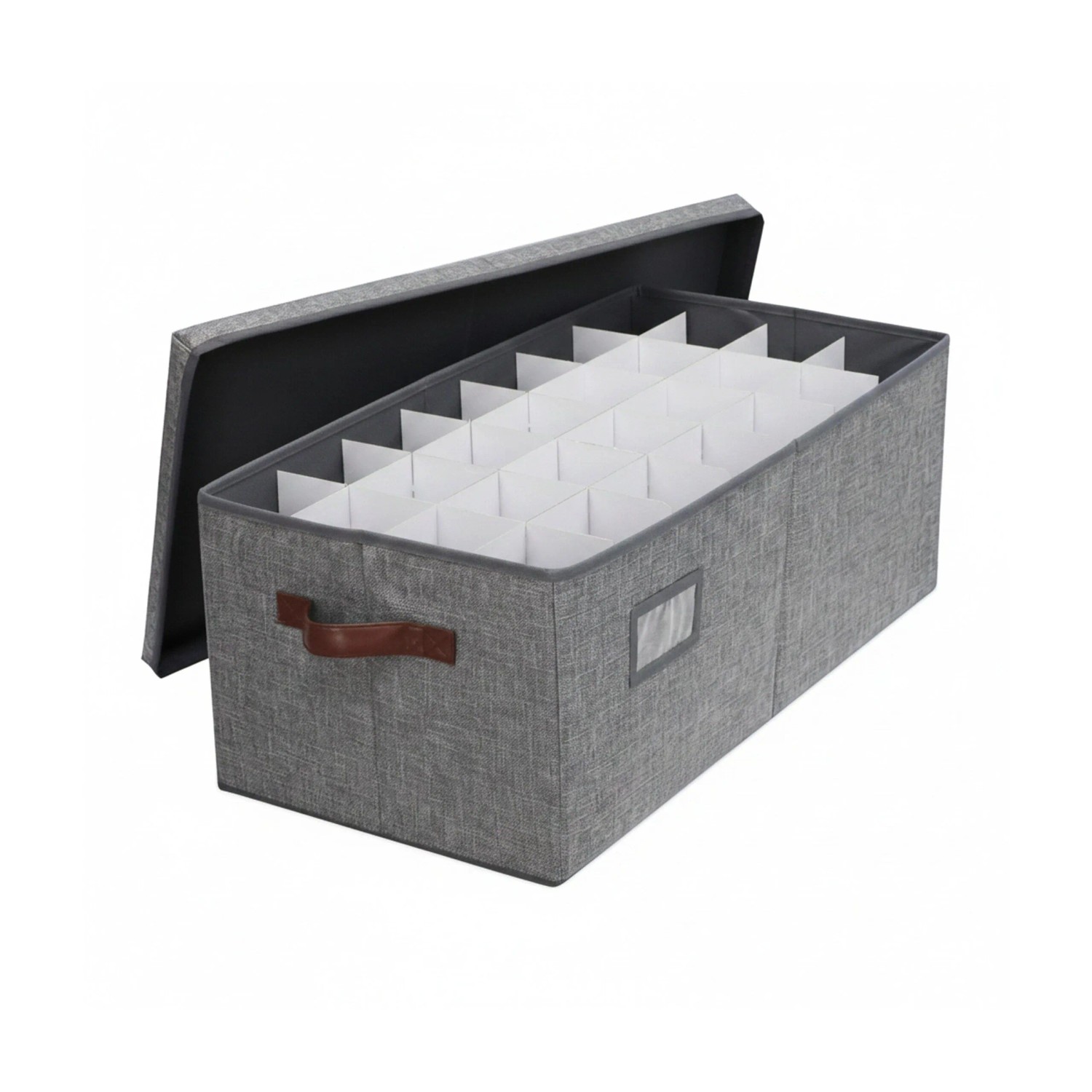 Relaxdays Weihnachtskugel Aufbewahrungsbox Polyester Pappe Kunststoff Grau Verstellbar 26 cm x 66,5 cm x 33 cm