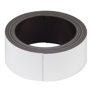 Fix-o-moll Magnetband, beschriftbar, 2,5 mm x 30 mm, weiß, aufgerollt.