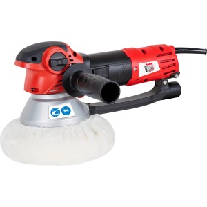 Holzmann Exzenterschleifmaschine EZS150 PRO, rot/schwarz, mit Polierhaube. Ideal zum Schleifen und Polieren.