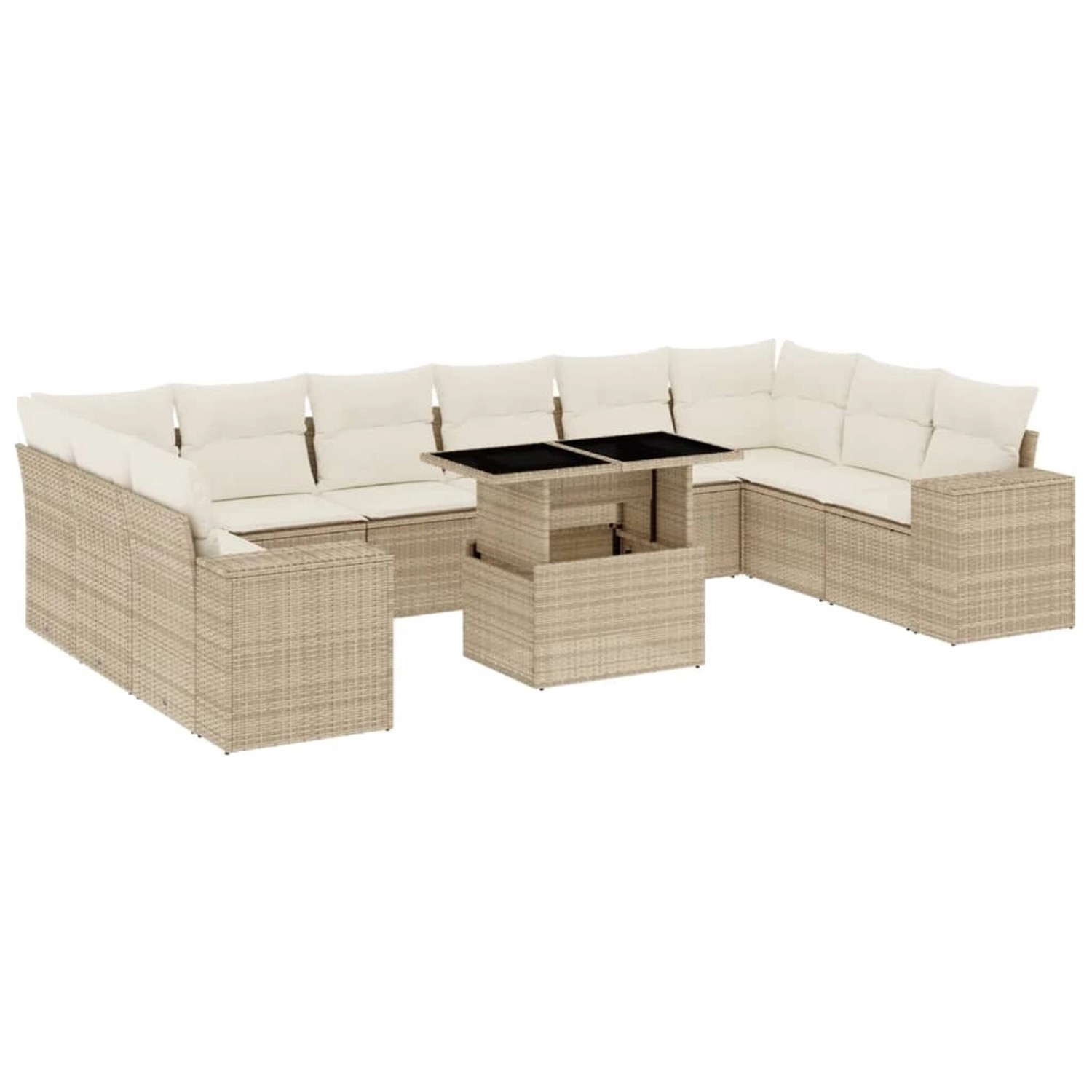 vidaXL 11-tlg Garten-Sofagarnitur mit Kissen Beige Poly Rattan Modell 181 günstig online kaufen