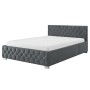 Juskys Polsterbett Nizza 140 x 200 cm mit Bettkasten & LED Beleuchtung in Dunkelgrau