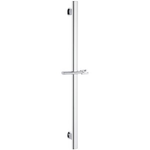 Verchromte OBI Duschstange Luva mit ovalem Profil und Brausehalter.