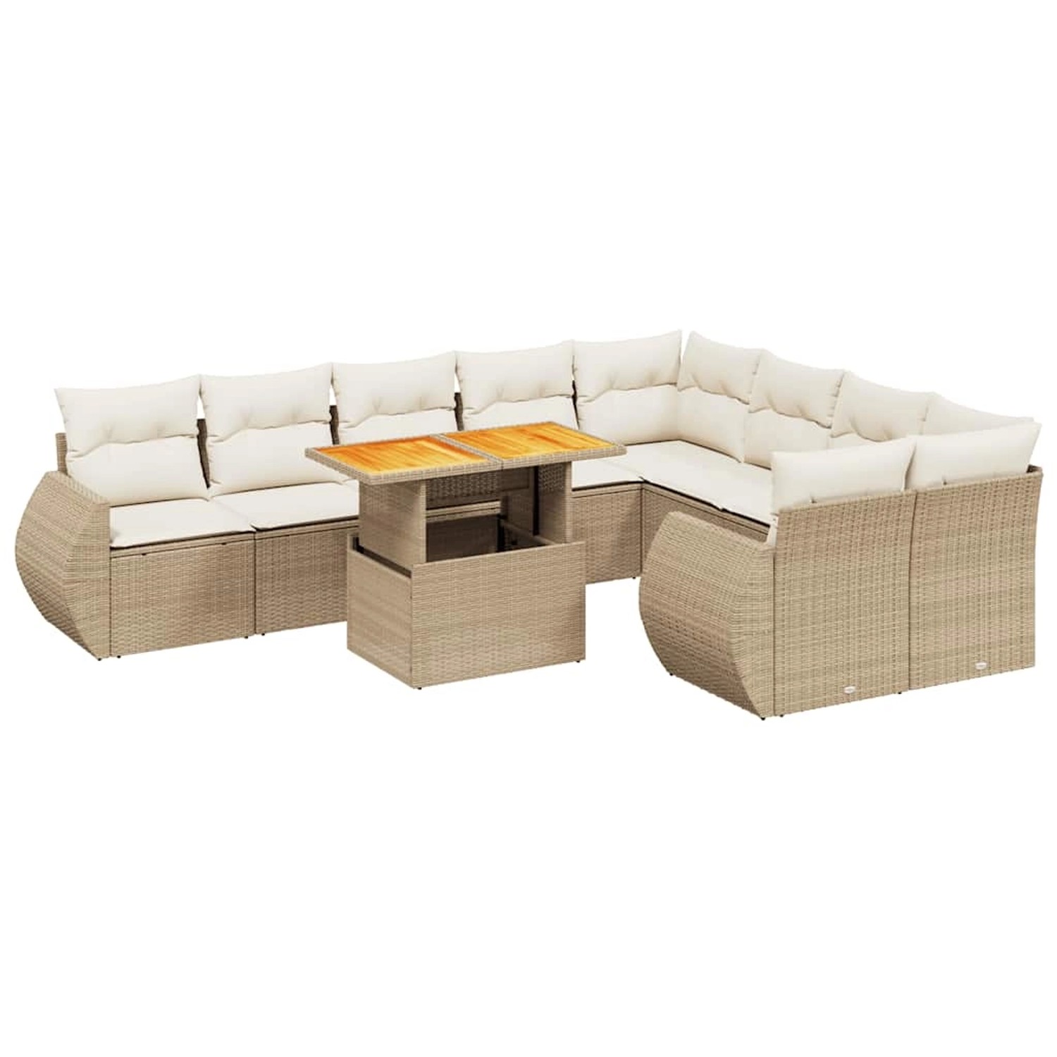 vidaXL 10-Tlg Garten-Sofagarnitur mit Kissen Beige Poly Rattan 3272353 günstig online kaufen