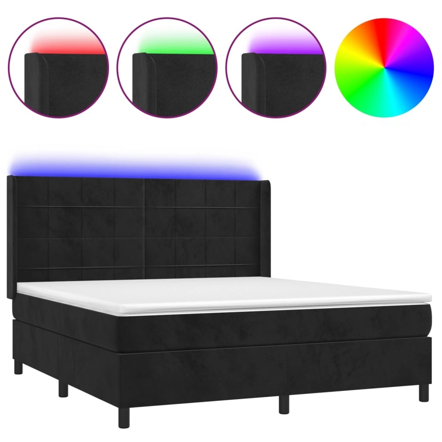 vidaXL Boxspringbett mit Matratze & LED Schwarz 160x200 cm Samt 3139573 günstig online kaufen