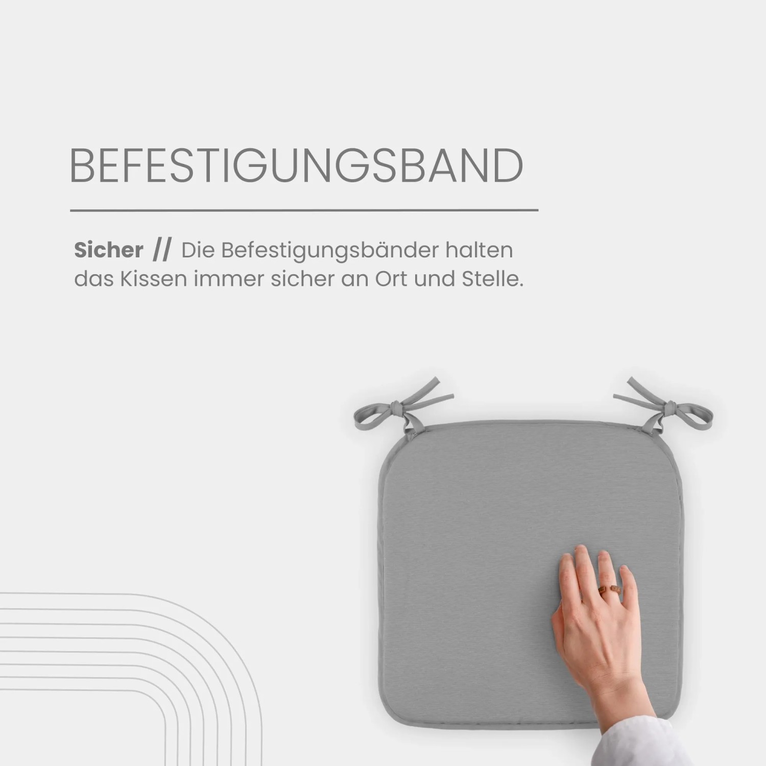 Bestlivings Stuhlkissen Canvas Grau, 4er-Pack mit Haltebändern für sicheren Halt.