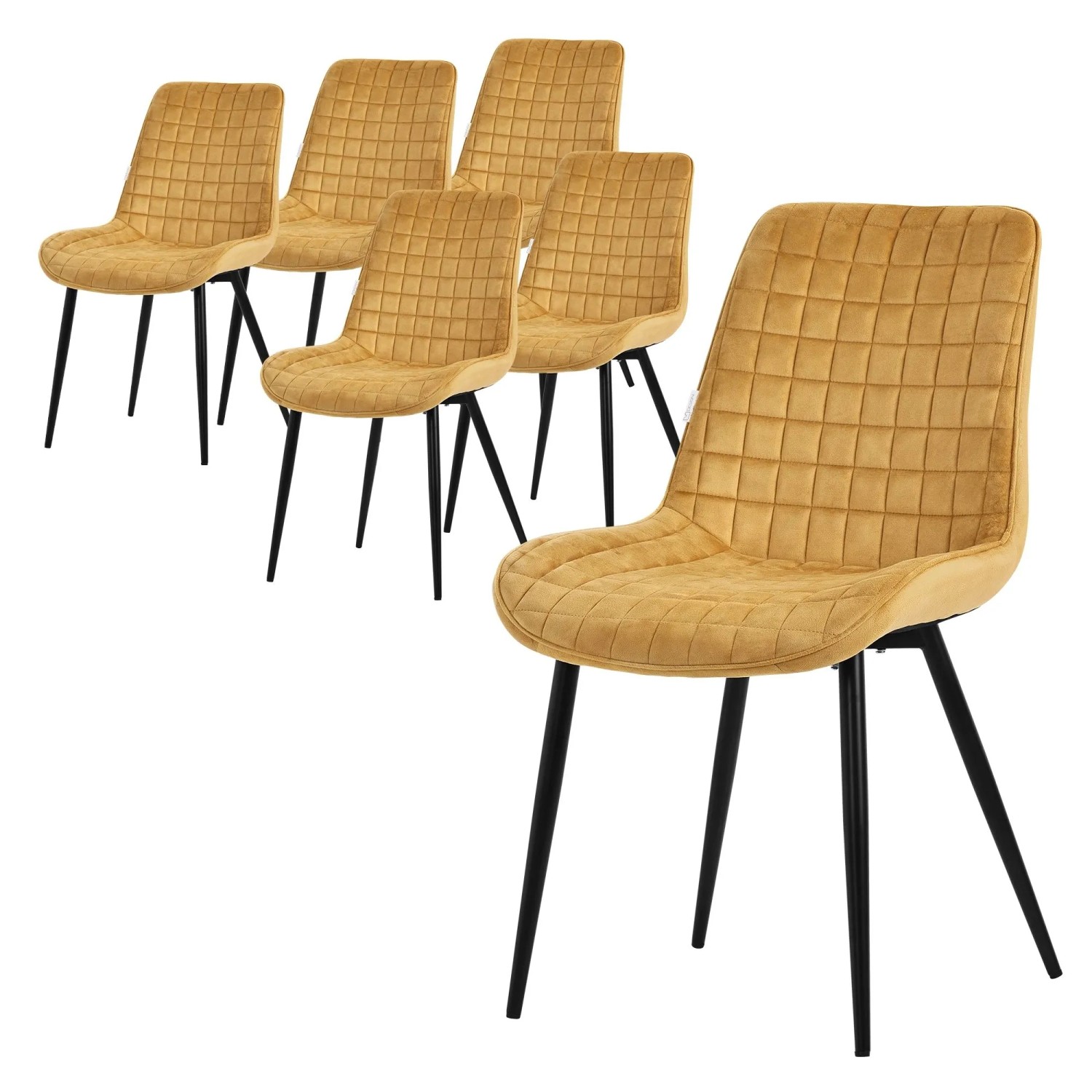 ML-Design Esszimmerstühle 6er Set Senfgelb Samtbezug Metallbeinen