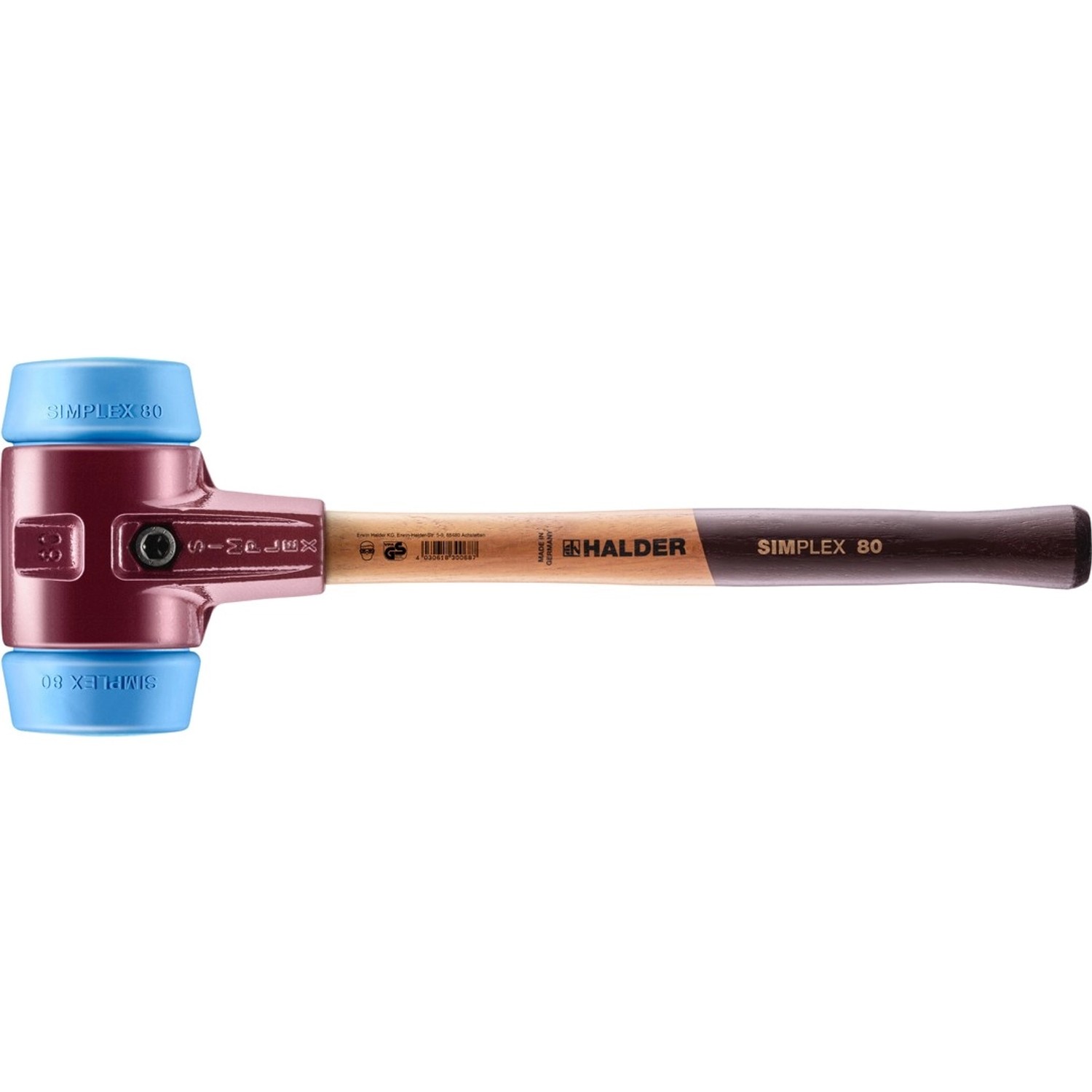 Halder Simplex Schonhammer Ø 80 mm TPE-soft Blau mit Tempergussgehäuse günstig online kaufen