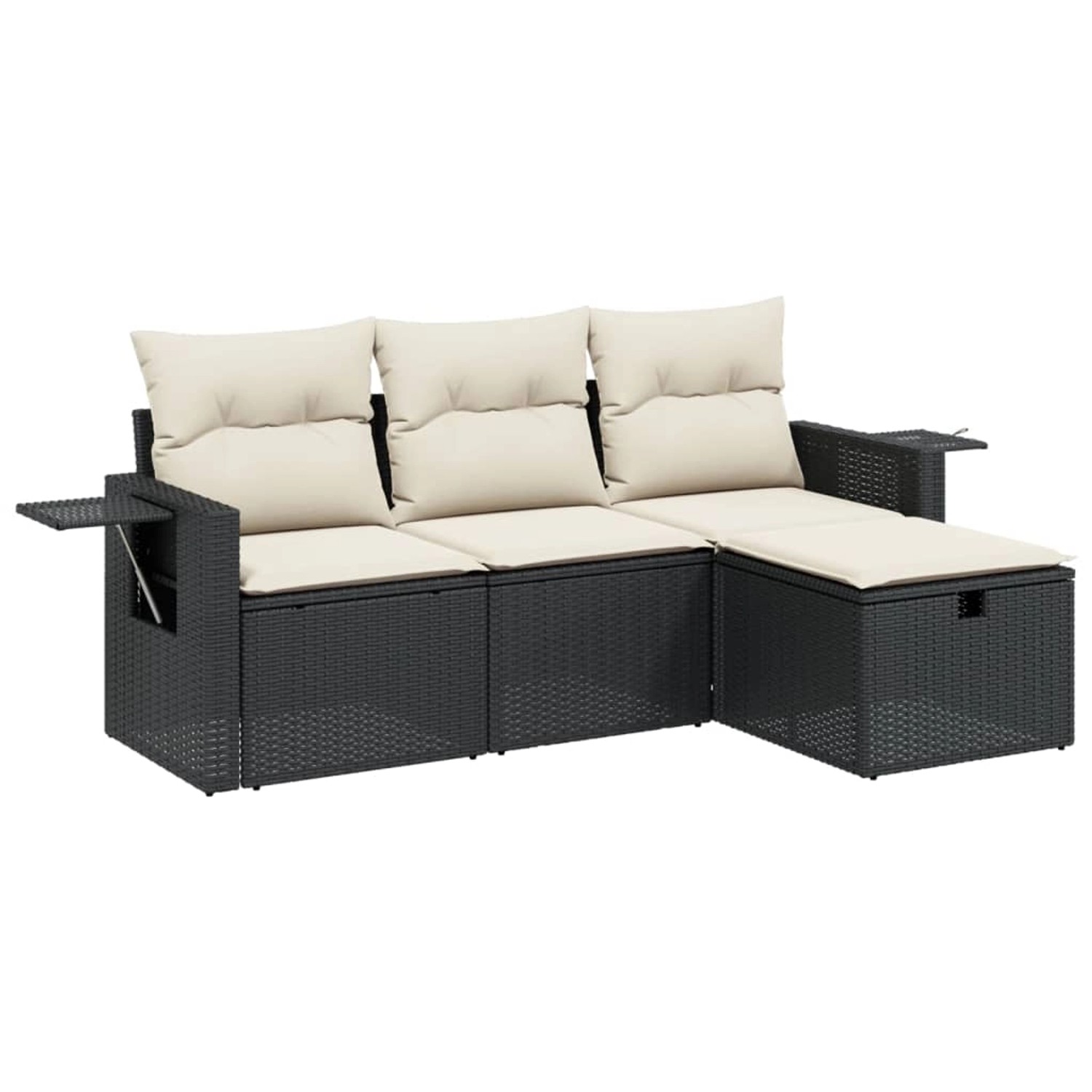 vidaXL 4-tlg Garten-Sofagarnitur mit Kissen Schwarz Poly Rattan Modell 49 günstig online kaufen