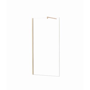 Walk-in Dusche 120x200cm mit Stabilisator, 10mm Nano Glas, gold gebürsteter Rahmen.