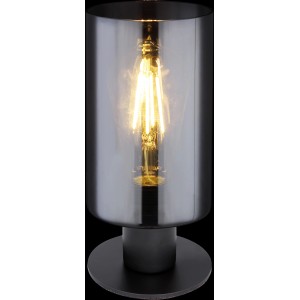 Globo Hadera Tischleuchte, schwarz matt, mit zylinderförmigem Glas. Design-Tischlampe für Innenräume.