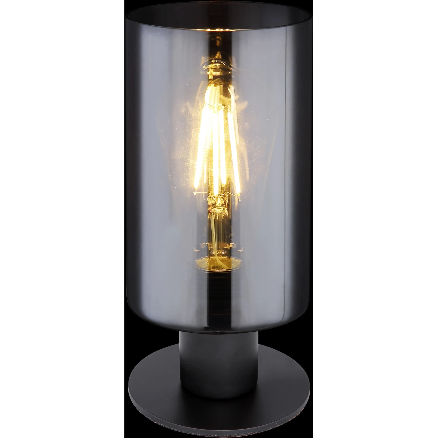 Globo Hadera Tischleuchte, schwarz matt, mit zylinderförmigem Glas. Design-Tischlampe für Innenräume.