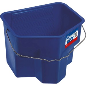 Blauer LUX Farbeimer Comfort, 20 l, mit Abstreifvorrichtung und Drahtbügel.