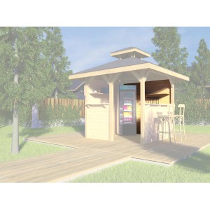 Weka Wandelement geschlossen für Gartenlaube Paradies 1, aus naturbelassenem Holz für Wind- und Sichtschutz.