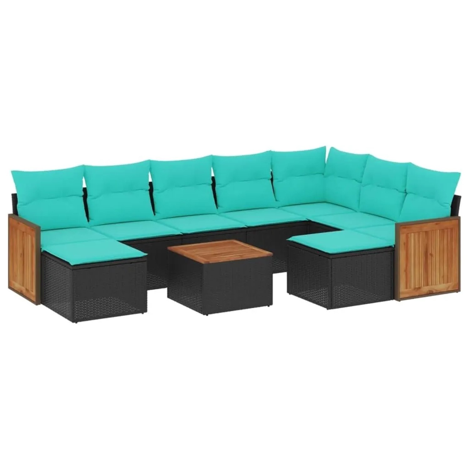 vidaXL 10-Tlg Gartensofa-Set mit Kissen Schwarz Polyrattan 3228227 günstig online kaufen