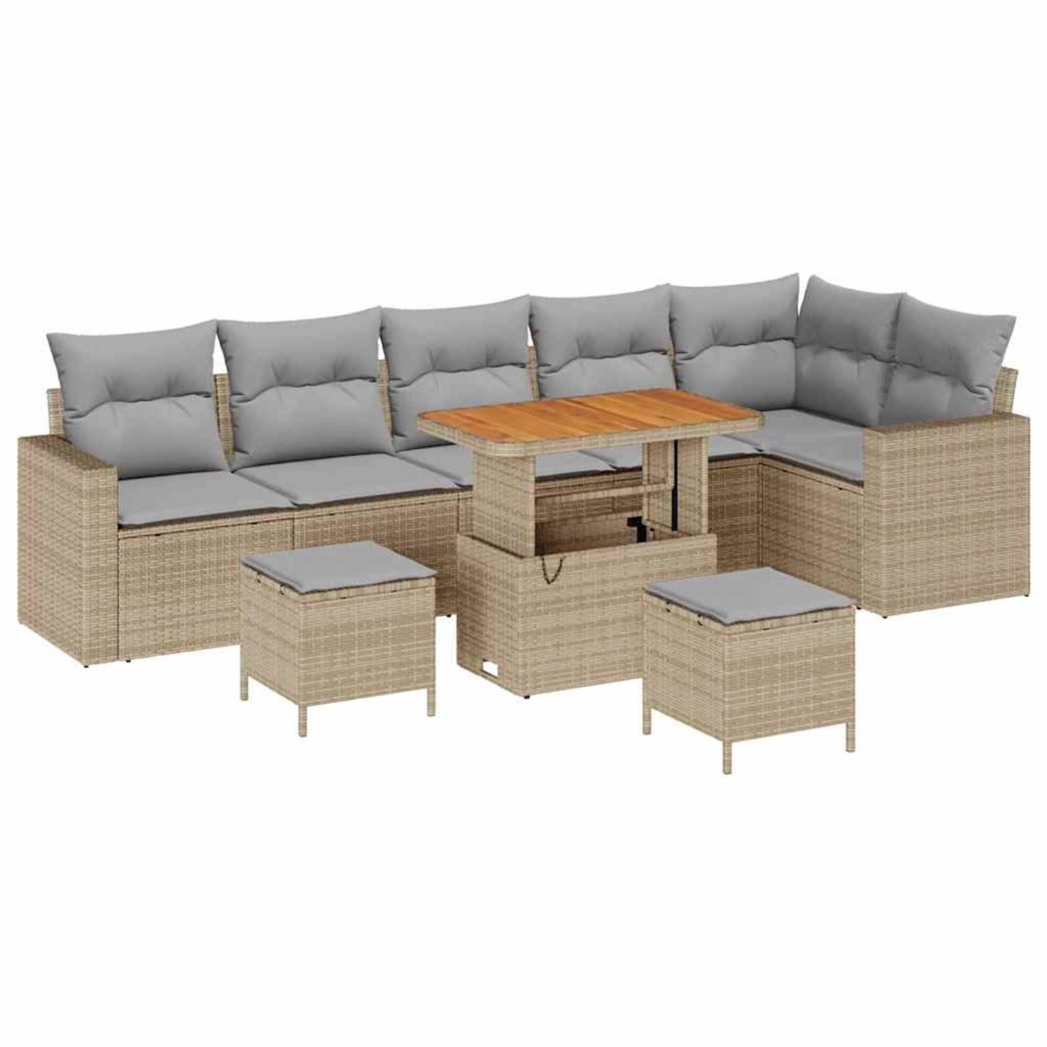 vidaXL Garten-Sofa-Set 9-Tlg Beige Poly Rattan 3361637 günstig online kaufen