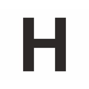 Schwarzer Aufkleber Buchstabe H, 6 cm hoch, aus PVC-Folie für Schilder.