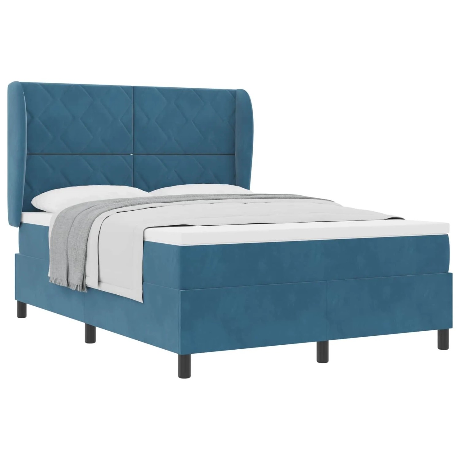 vidaXL Boxspringbett mit Matratze Dunkelblau 200 x 160 cm Polyester 3340992