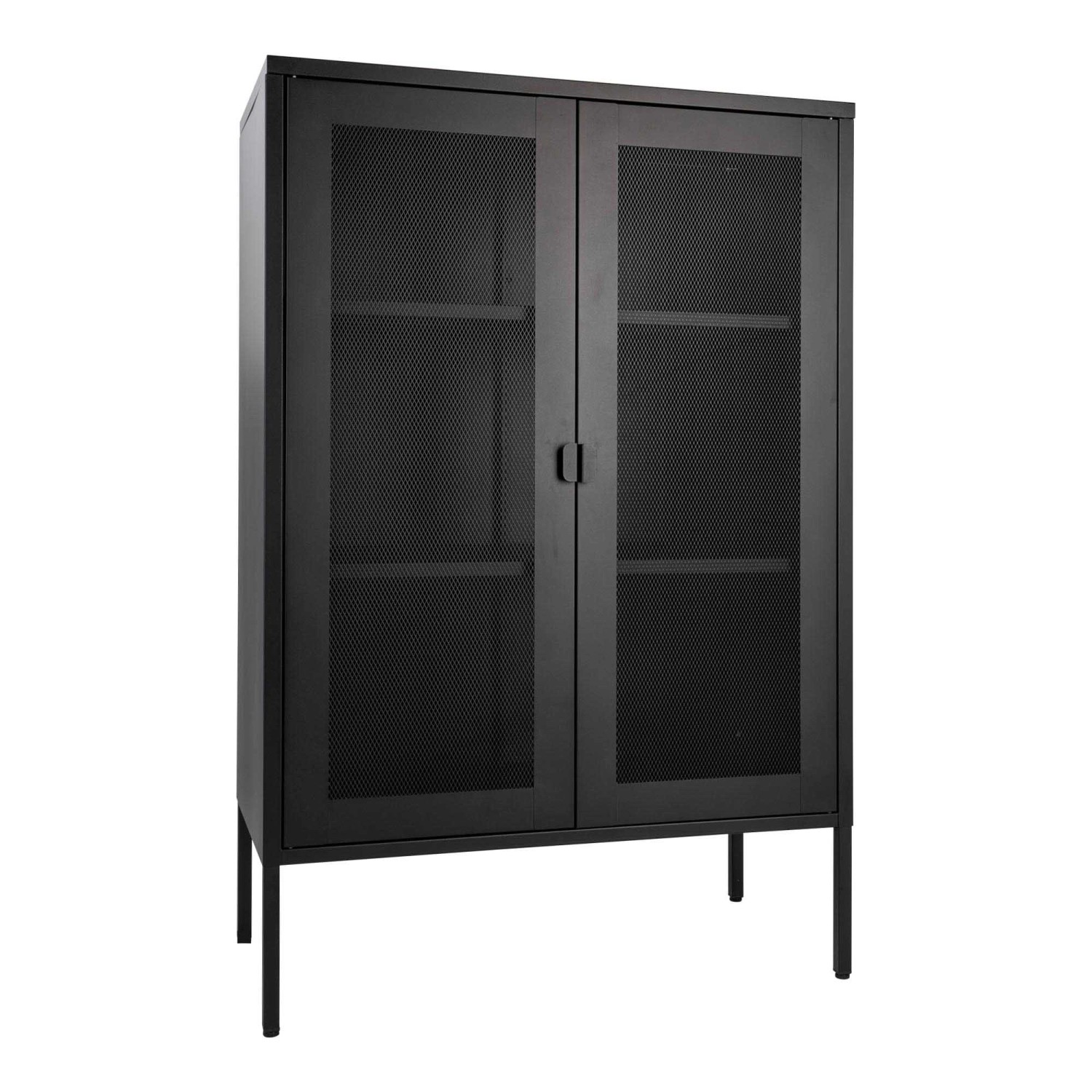 ebuy24 Melbourne Vitrinenschrank mit Drahtgittertüren Schwarz günstig online kaufen