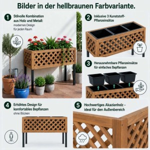 MCW Hochbeet P86 Akazie Holz 59x82x32cm Hellbraun